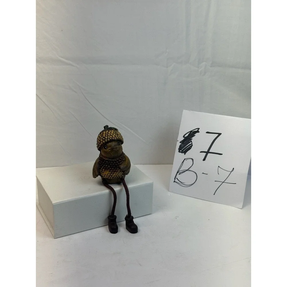 Whimsical Acorn Bird Shelf Sitter Figurine Dangling Legs Boots Decor B-7